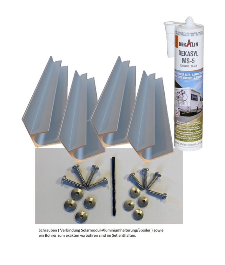 2 x Aluminium Haltespoiler Set für Solarmodule 52 cm